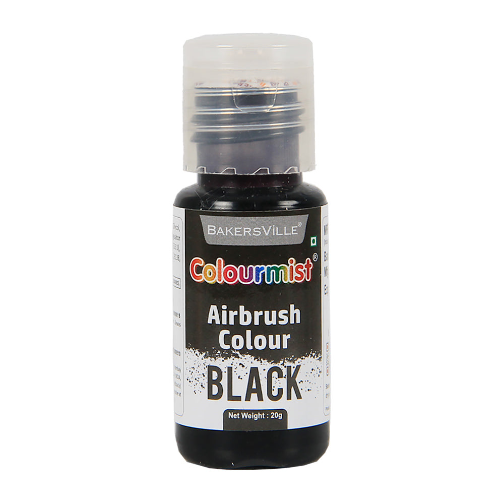 Colourmist Edible Concentrated Vibrant Airbrush Colour (BLACK), 20g | Airbrush Colour For Cakes, Choclate, Fondant, Icing and more | BLACK, 20g