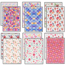 Load image into Gallery viewer, FooDecor Proffessionals Printed Edible Wafer Paper 12 Assorted Sheets, Cake Decoration Sheet, Assorted Design Dye Frosting Sheet, Cake Wrap, A4 Size
