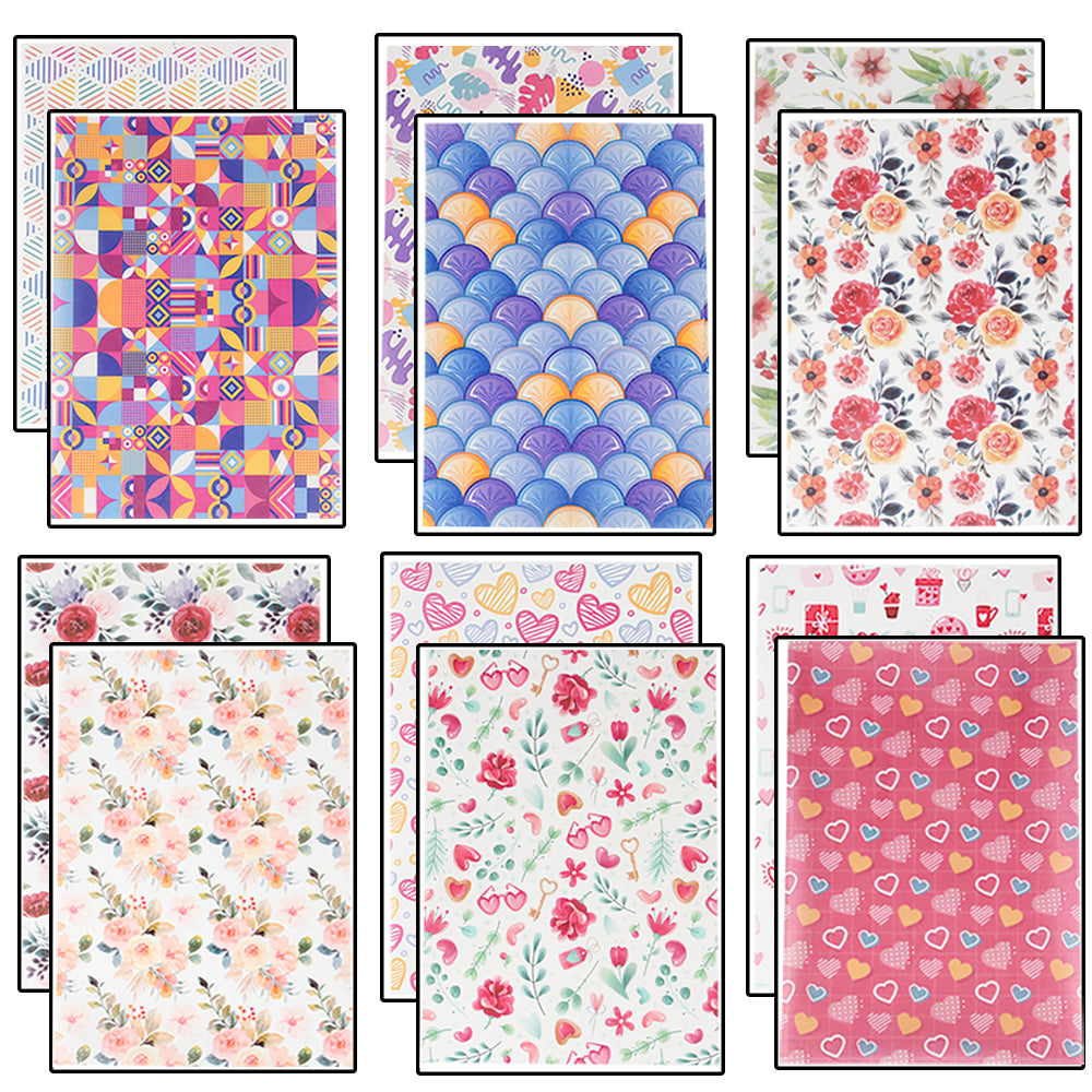 FooDecor Proffessionals Printed Edible Wafer Paper 12 Assorted Sheets, Cake Decoration Sheet, Assorted Design Dye Frosting Sheet, Cake Wrap, A4 Size