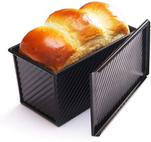 Load image into Gallery viewer, FineDecor Premium Nonstick Carbon Steel Bread Mould, Loaf Pan, Bread Pan, Toast Mould, Bread Tin with Cover Bakeware (Black) for 450 gm, (FD - 3040)

