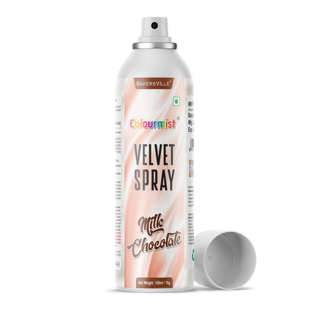 Colourmist Velvet Spray ( Milk Chocolate ), 100ml | Premium Cocoa Velvet Butter Spray Color for Frozen Dessets & Cakes | ( Milk Chocolate ) | 100ml