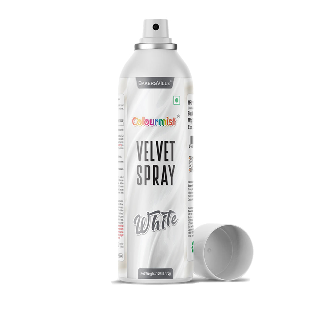 Colourmist Velvet Spray ( White ), 100ml | Premium Cocoa Velvet Butter Spray Color for Frozen Dessets & Cakes | ( White ) | 100ml
