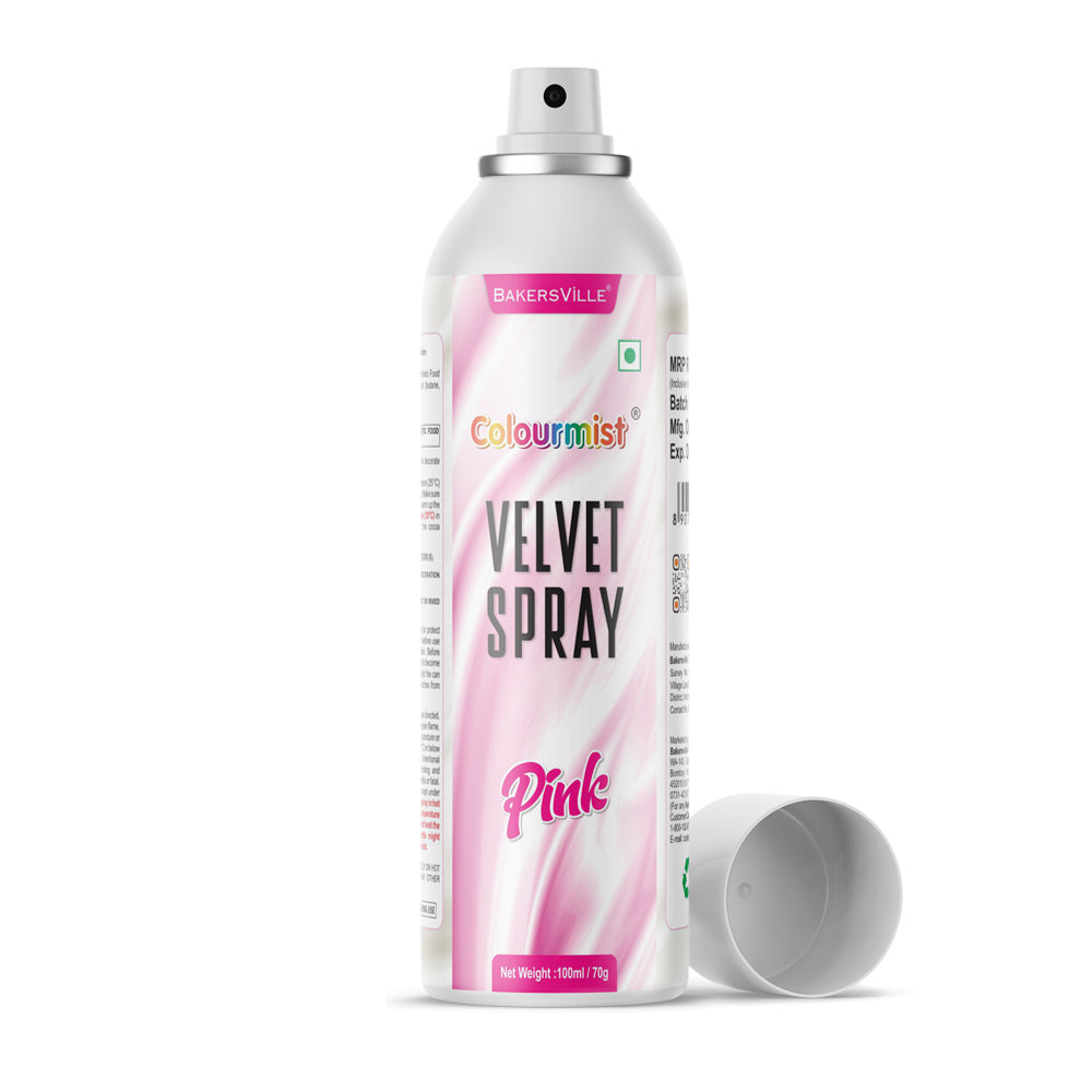 Colourmist Velvet Spray ( Pink ), 100ml | Premium Cocoa Velvet Butter Spray Color for Frozen Dessets & Cakes | ( Pink ) | 100ml
