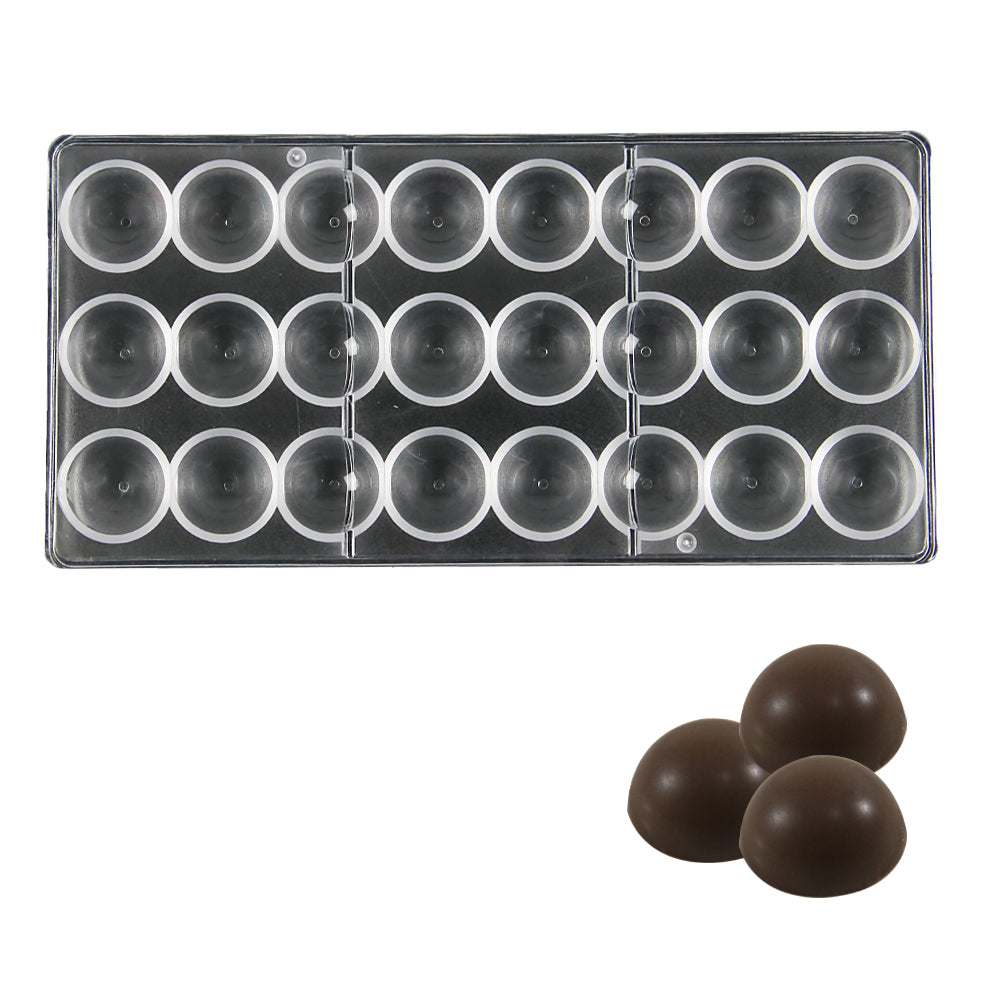 FineDecor Round Chocolate Bar/Half Ball Shaped Polycarbonate Chocolate Mold  (24 Cavities), Transparent, FD 3423