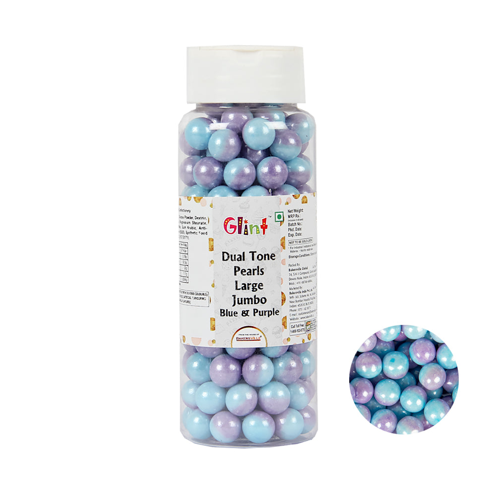 Glint Dual Tone Pearl Balls for Cake Decoration ( 10mm ) ( Blue & Purple ), 150g | Dual Colour Cake Sprinkle For Cake Decoration | 150g