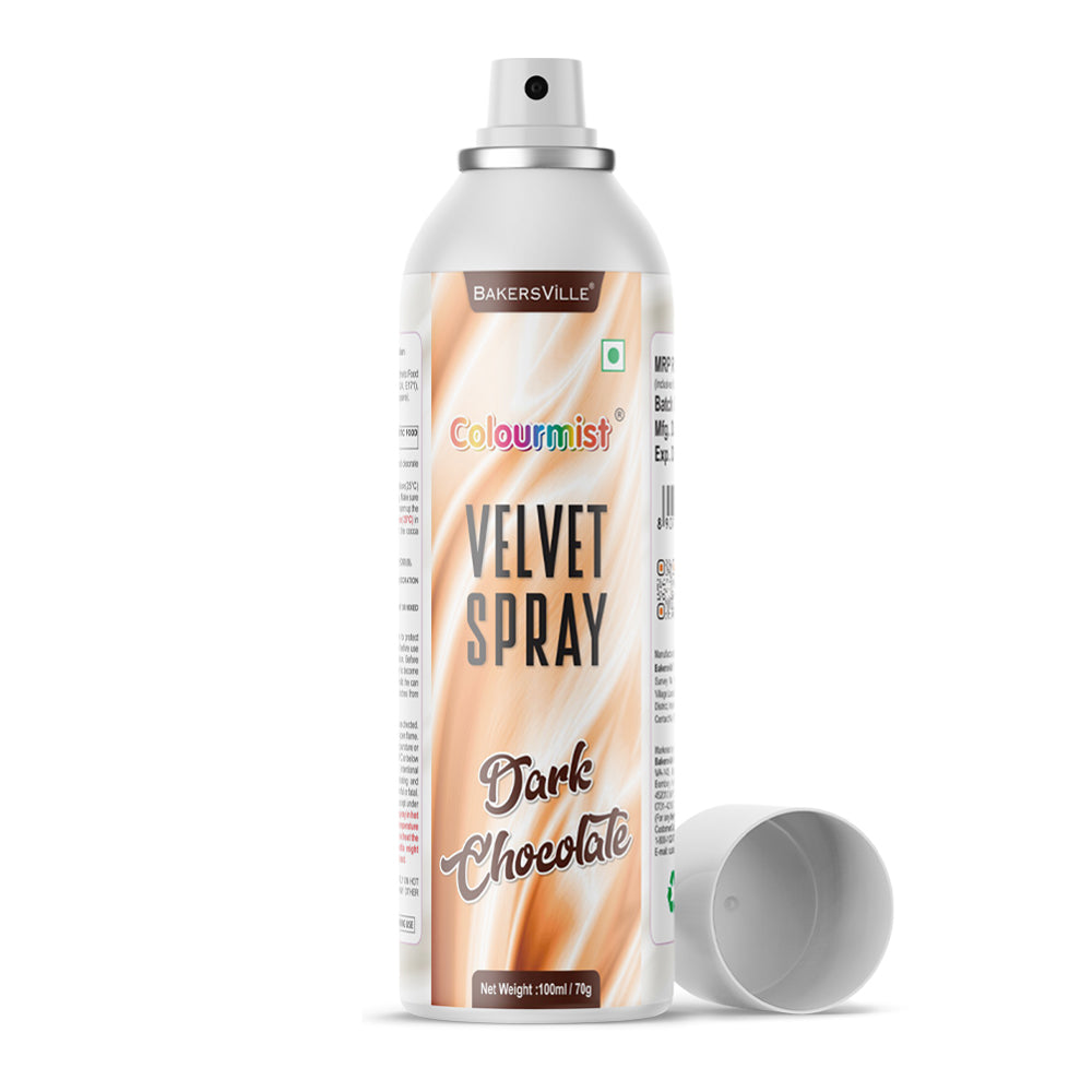 Colourmist Velvet Spray ( Dark Chocolate ), 100ml | Premium Cocoa Velvet Butter Spray Color for Frozen Dessets & Cakes | ( Dark Chocolate ) | 100ml