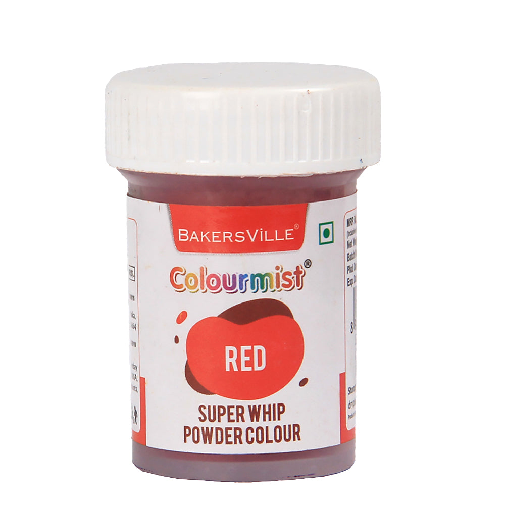 Colourmist Super Whip Edible Powder Colour, (Red), 5g | Powder Colour For Cream / Icing / Fondant / Frosting / Dessert / Baking |