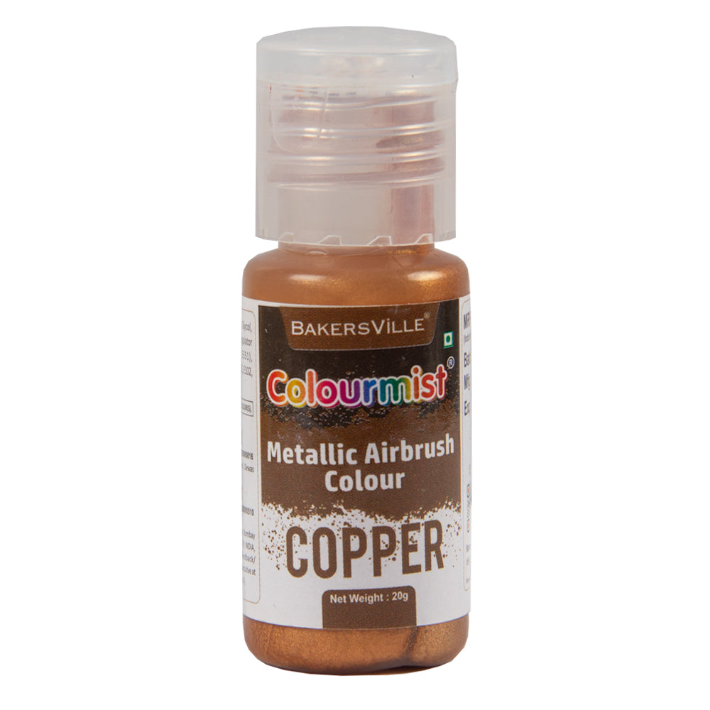 Colourmist Concentrated Vibrant Airbrush Metallic Food Colour (METALLIC COPPER), 20g | Airbrush Colour For Cakes, Choclate, Fondant, Icing and more