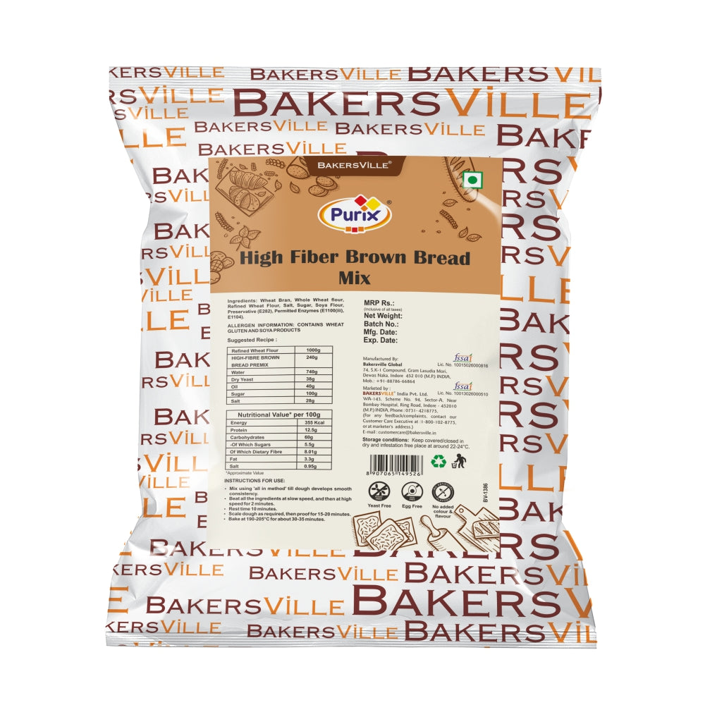 Purix Brown Bread Mix / High Fiber & Protein Rich Bread Flour, 1 kg