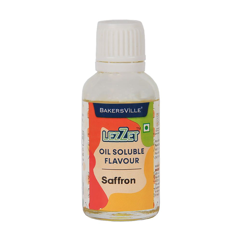 Lezzet Premium Concentrated Oil Soluble Flavour Essence (Saffron) for Chocolate, Cake Making, Candy, Cookies, IceCream, Dessert | Sugar-Free | 30ml