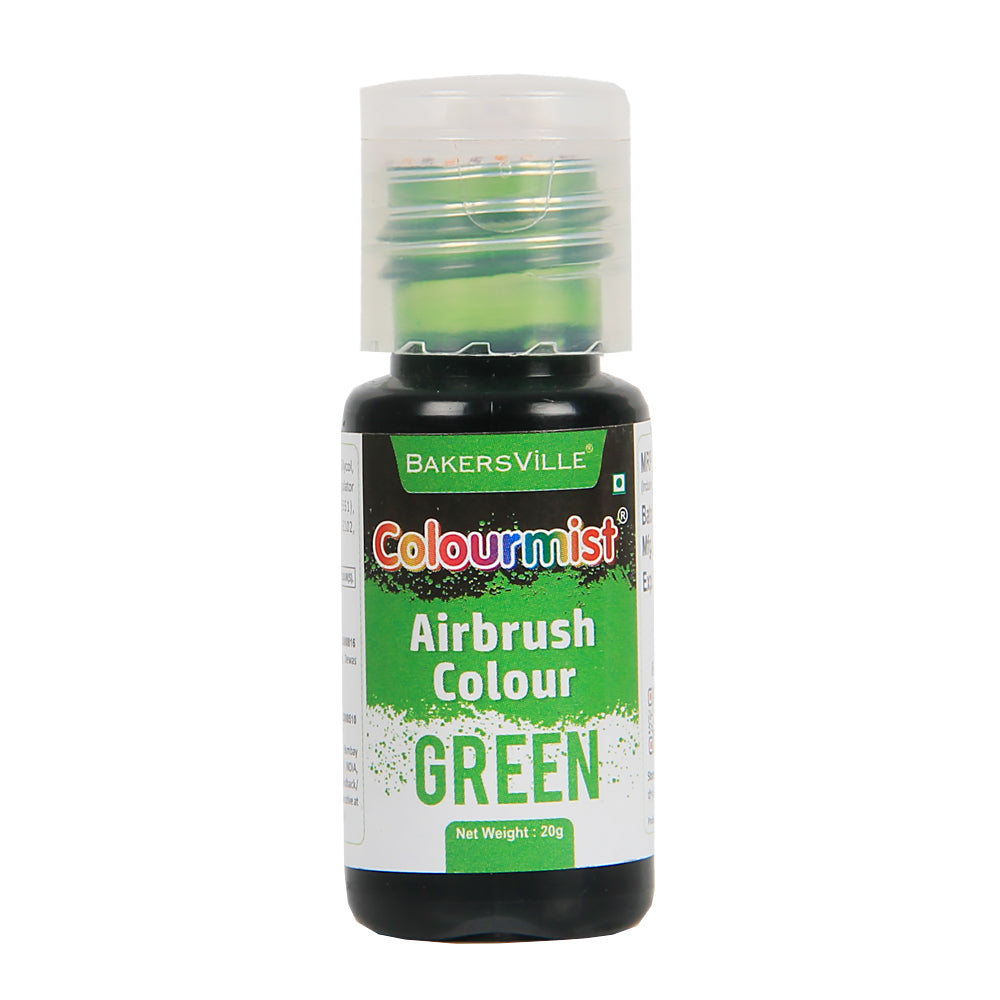 Colourmist Edible Concentrated Vibrant Airbrush Colour (GREEN), 20g  | Airbrush Colour For Cakes, Choclate, Fondant, Icing and more | GREEN, 20g