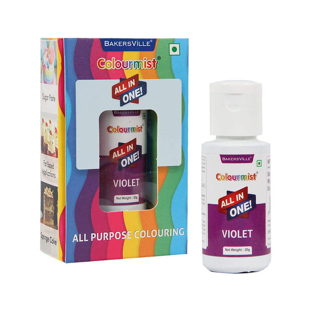 Colourmist All In One Food Colour (Violet), 30g | Multipurpose Concentrated Food Color for Chocolates, Icing, Sweets, Fondant & for All Food Products