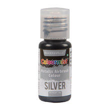 Load image into Gallery viewer, Colourmist Concentrated Vibrant Airbrush Metallic Food Colour (METALLIC SILVER), 20g | Airbrush Colour For Cakes, Choclate, Fondant, Icing and more

