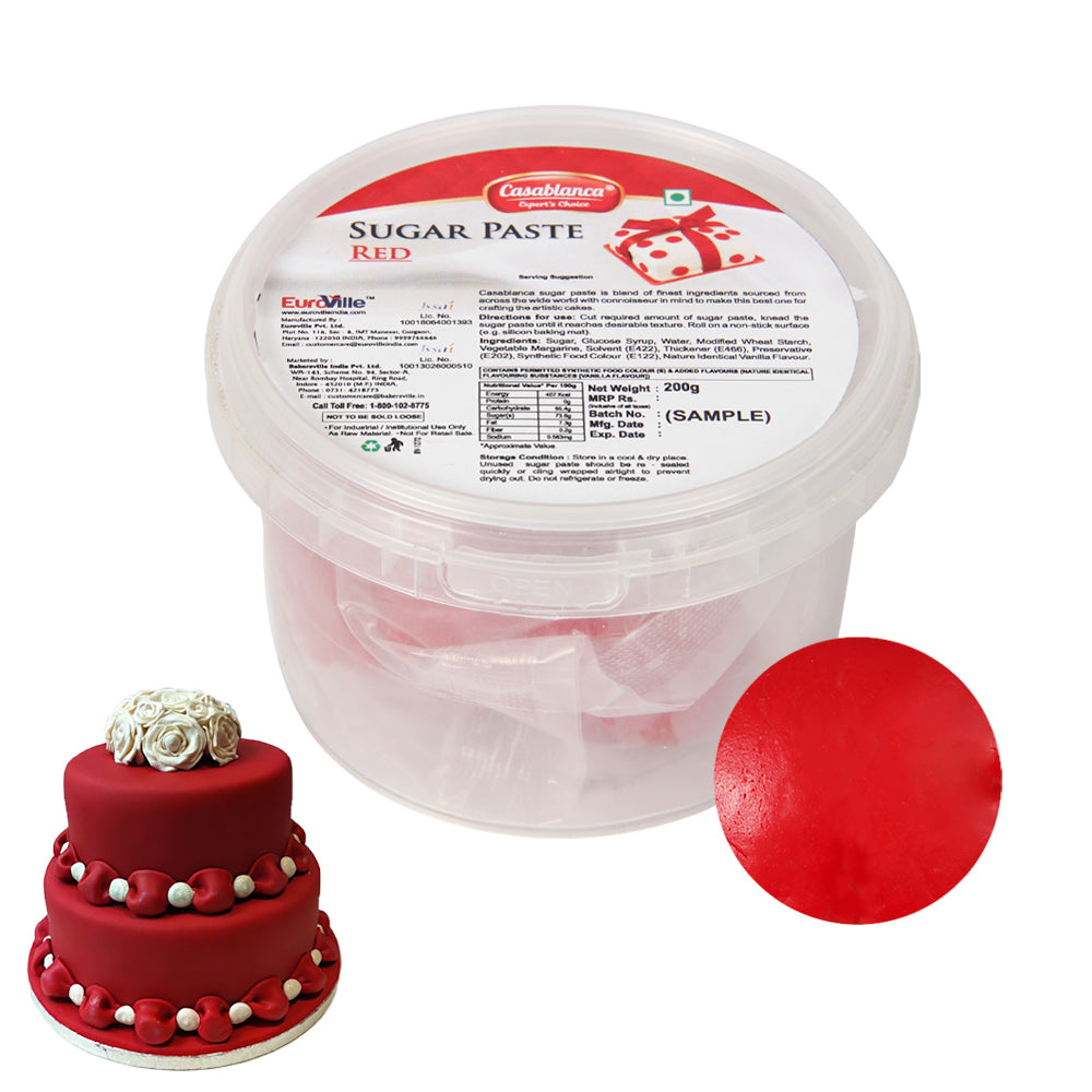 Casablanca Red Sugar Paste / Fondant  for Cake Decorating, 200g