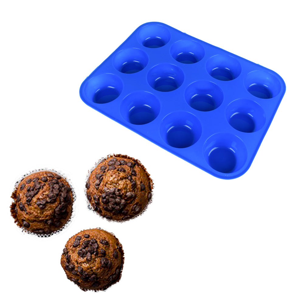 FineDecor Muffin Silicone Mould, Non-Stick Baking Silicone Mould, Easy to Clean and Perfect for Making Jumbo Muffins Cup Cake - 12 CAVITY - FD 2405