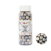 Load image into Gallery viewer, Glint Dual Tone Pearl Balls for Cake Decoration ( 10mm ) ( White &amp; Grey ), 150g | Dual Colour Cake Sprinkle For Cake Decoration | 150g
