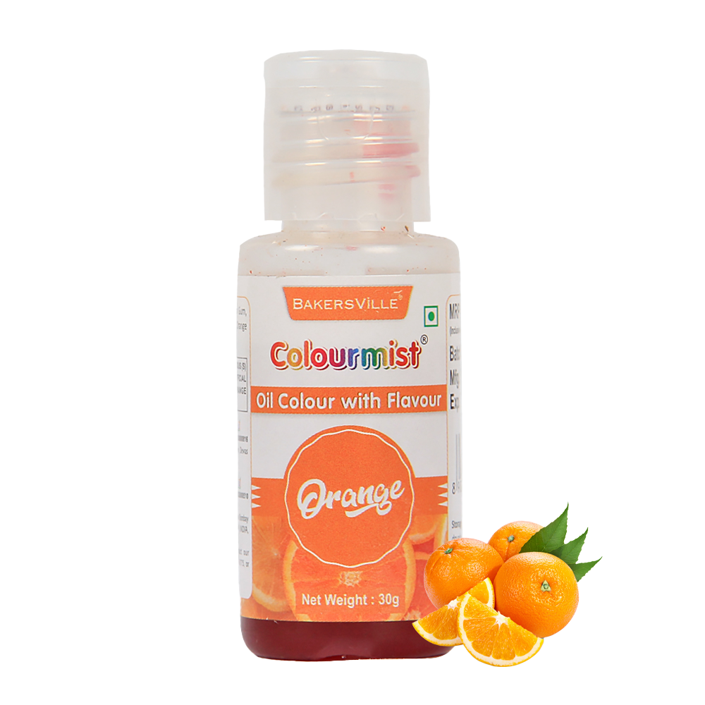 Colourmist Oil Colour With Flavour (Orange), 30g | Chocolate Oil Orange Flavour with Orange Colour | Chocolate Oil Orange Emulsion |, 30g
