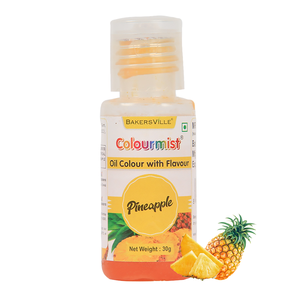 Colourmist Oil Colour With Flavour (Pineapple), 30g | Chocolate Oil Pineapple Flavour with Pineapple Colour | Chocolate Oil Pineapple Emulsion |, 30g