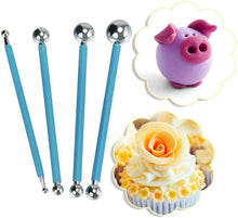 Load image into Gallery viewer, FineDecor 4pcs Sculpture Modeling Tools,  Dotting Sculpting Modeling Tools Set, Double-Ended Metal Ball, Sugar Craft Ball Tool - FD 2937
