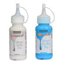 Load image into Gallery viewer, Colourmist Cake Decorating Drip Assorted 100g Each, Pack Of 2 Edible Drips (VIBRANT WHITE ,VIBRANT SKY BLUE), 100 gm Each
