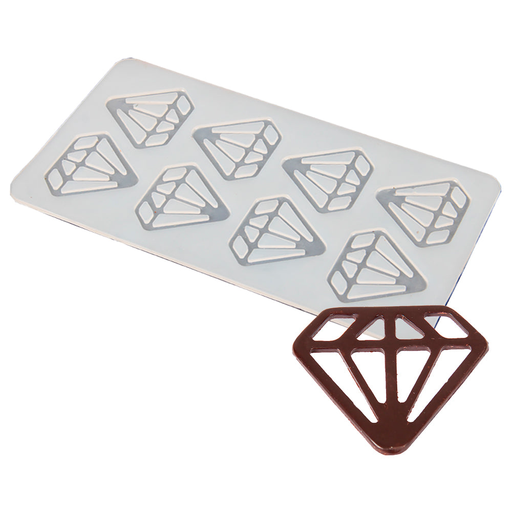 FineDecor Diamond Pattern Silicone Chocolate Garnishing Mould (6 Cavity), Diamond Shape Garnishing Sheet For Chocolate And Cake Decoration, FD 3517