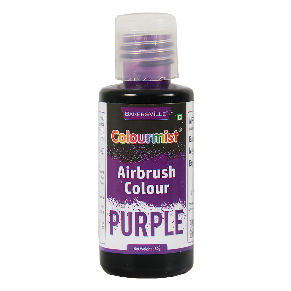 Colourmist Edible Concentrated Vibrant Airbrush Colour (PURPLE), 50g  | Airbrush Colour For Cakes, Choclate, Fondant, Icing and more | PURPLE, 50g