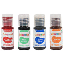 Load image into Gallery viewer, Colourmist Soft Gel Concentrated Color 20g each, Pack of 4(Red Red, Mint Green, Cobalt Blue, Copper) , Edible Gel Colour For Fondant, Dessert, Baking
