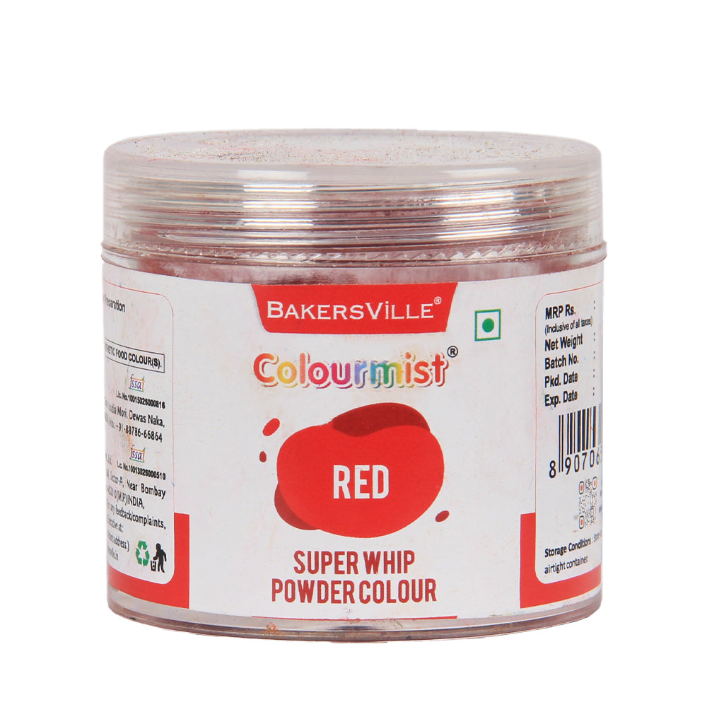 Colourmist Super Whip Edible Powder Colour, (Red), 30g | Powder Colour For Cream / Icing / Fondant / Frosting / Dessert / Baking |