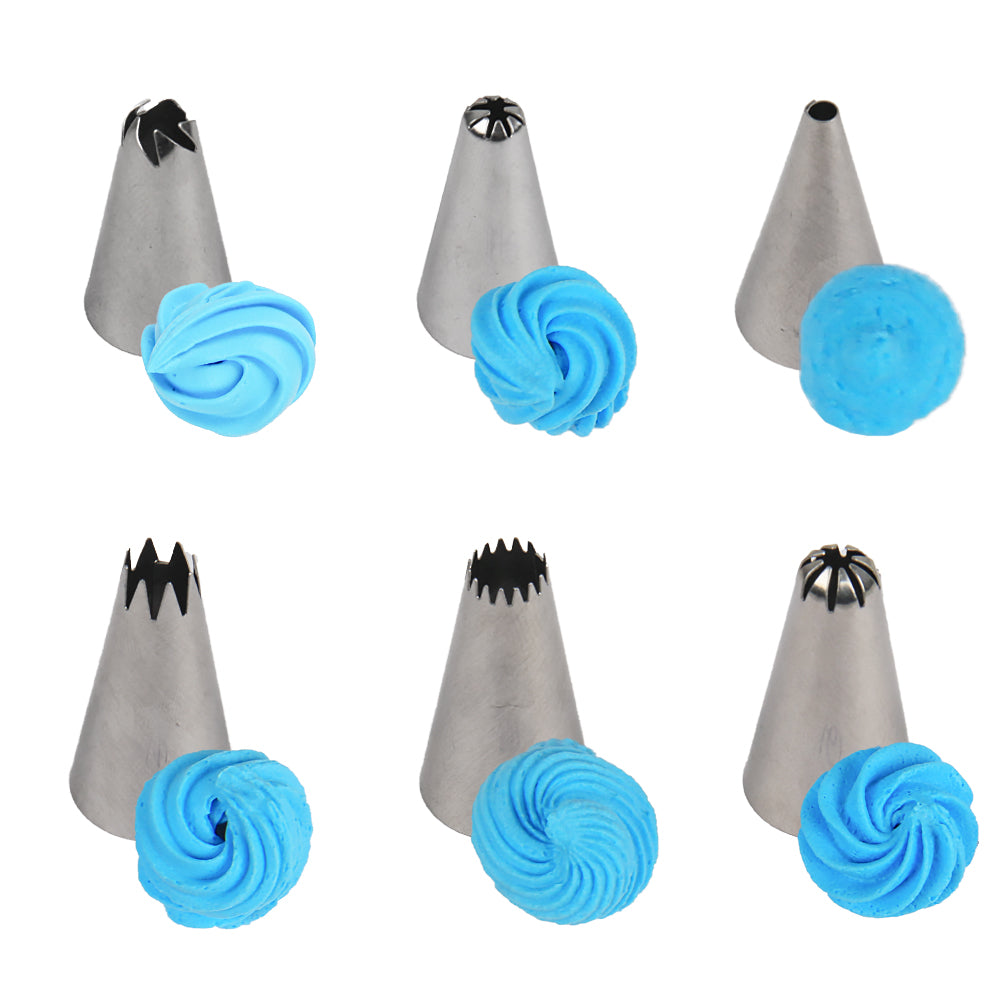 FineDecor Stainless Steel Cake Decorating Nozzle Set(6 Pcs) Piping Set for Cake Decoration and Icing - FD 2944