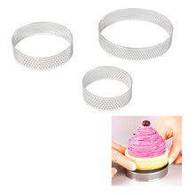 Load image into Gallery viewer, FineDecor Perforated Round Shape Tart Ring - Stainless Steel Tart Ring for Baking - Cake Mousse Ring Mold - 3 Pieces Set ( 2.5&quot;, 3&quot;, 4&quot; ) - FD 3309
