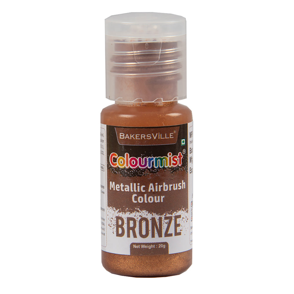 Colourmist Concentrated Vibrant Airbrush Metallic Food Colour (METALLIC BRONZE), 20g | Airbrush Colour For Cakes, Choclate, Fondant, Icing and more
