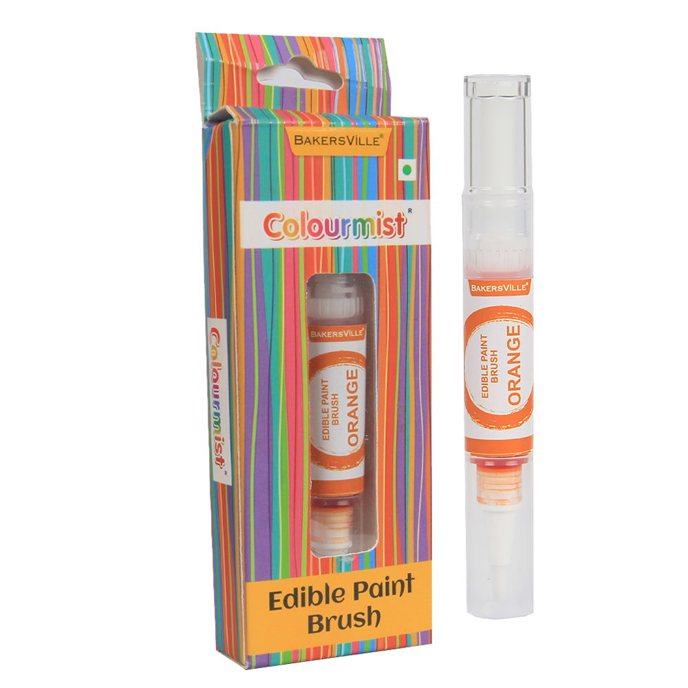 Colourmist Edible Paint Brush With Vibrant Colour Paint ( Orange ) | Food Colour Paint Brush For Dessert | 1pc
