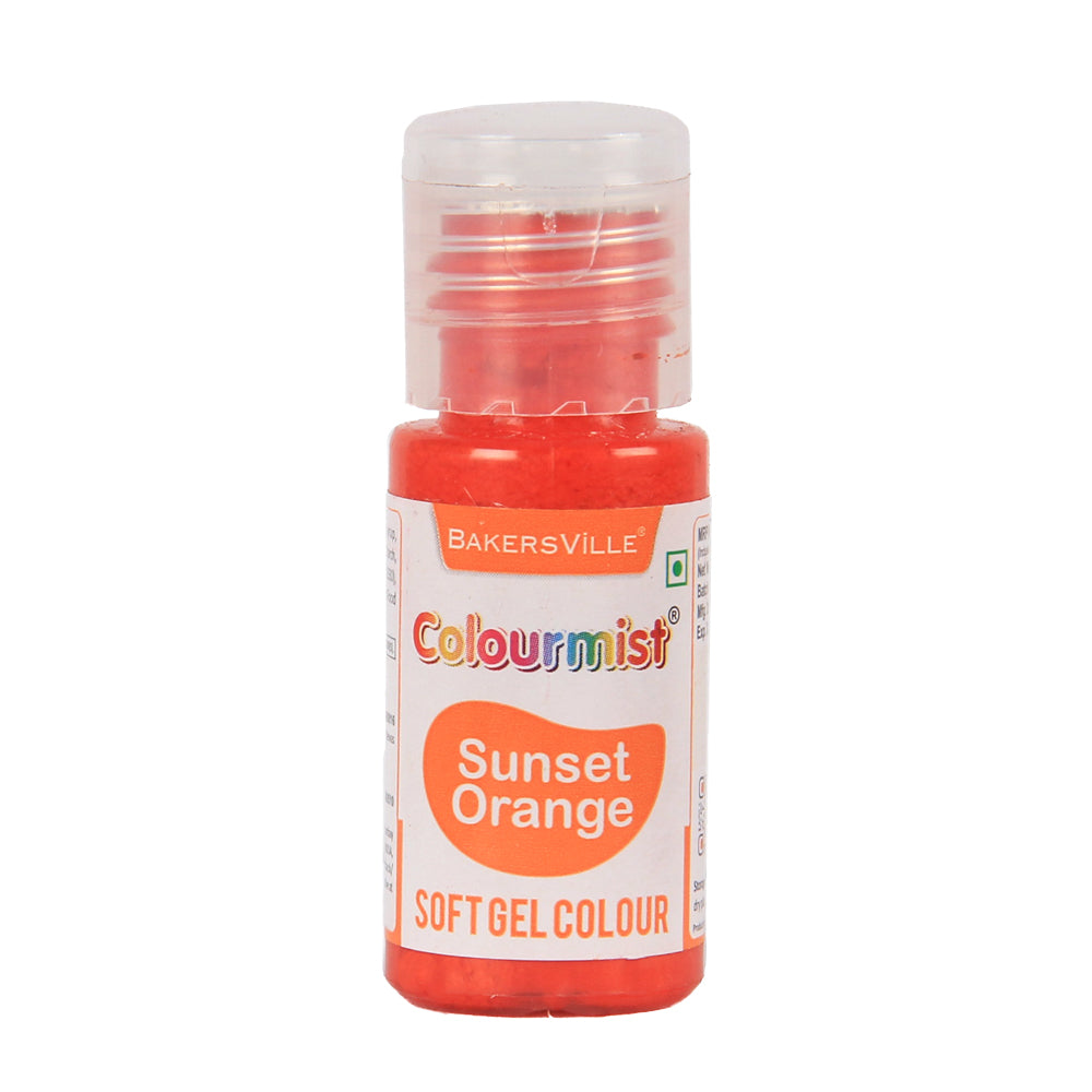 Colourmist Soft Gel Paste Food Color, (Sunset Orange), 20g | Edible Gel Colour For Fondant / Dessert / Baking |
