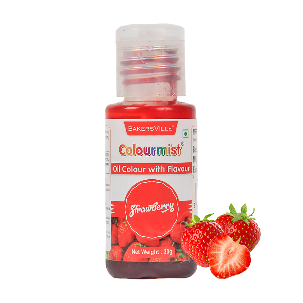 Colourmist Oil Colour With Flavour (Strawberry), 30g | Chocolate Oil Strawberry Flavour with Strawberry Colour |Strawberry Emulsion |
