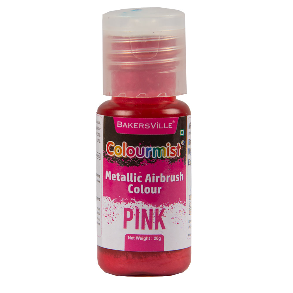 Colourmist Concentrated Vibrant Airbrush Metallic Food Colour (METALLIC PINK), 20g | Airbrush Colour For Cakes, Choclate, Fondant, Icing and more