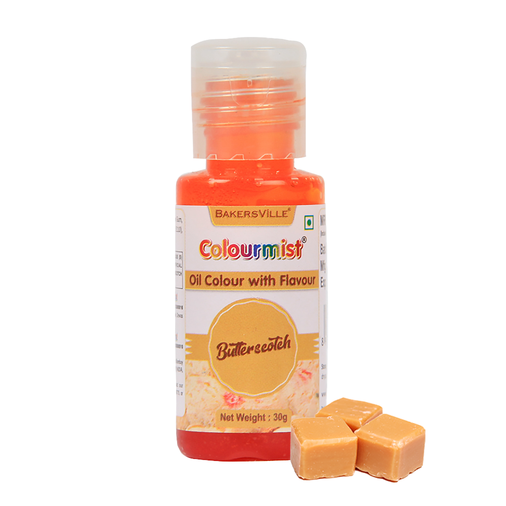 Colourmist Oil Colour With Flavour (Butterscotch), 30g | Chocolate Oil Butterscotch Flavour with Butterscotch Colour | Butterscotch Emulsion
