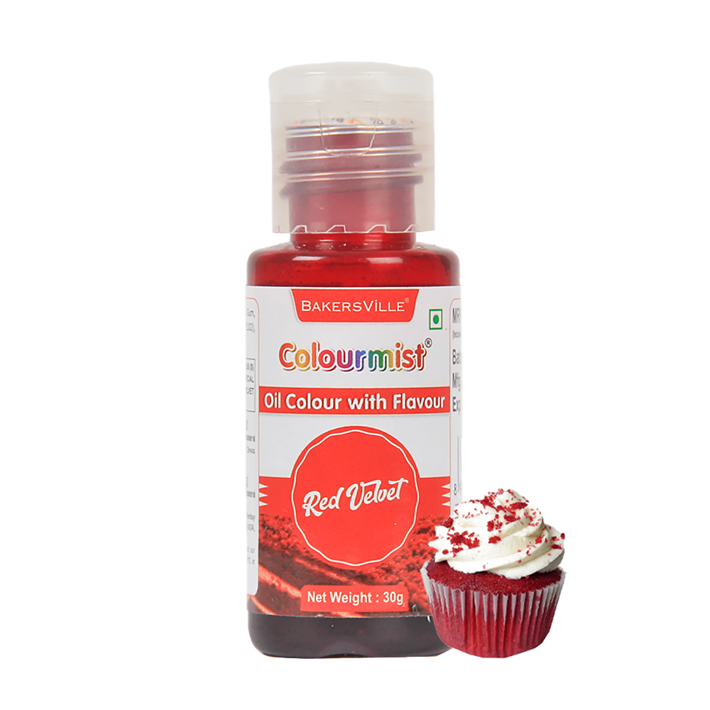 Colourmist Oil Colour With Flavour (Red Velvet), 30g | Chocolate Oil Red Velvet Flavour with Red Velvet Colour |Red Velvet Emulsion |