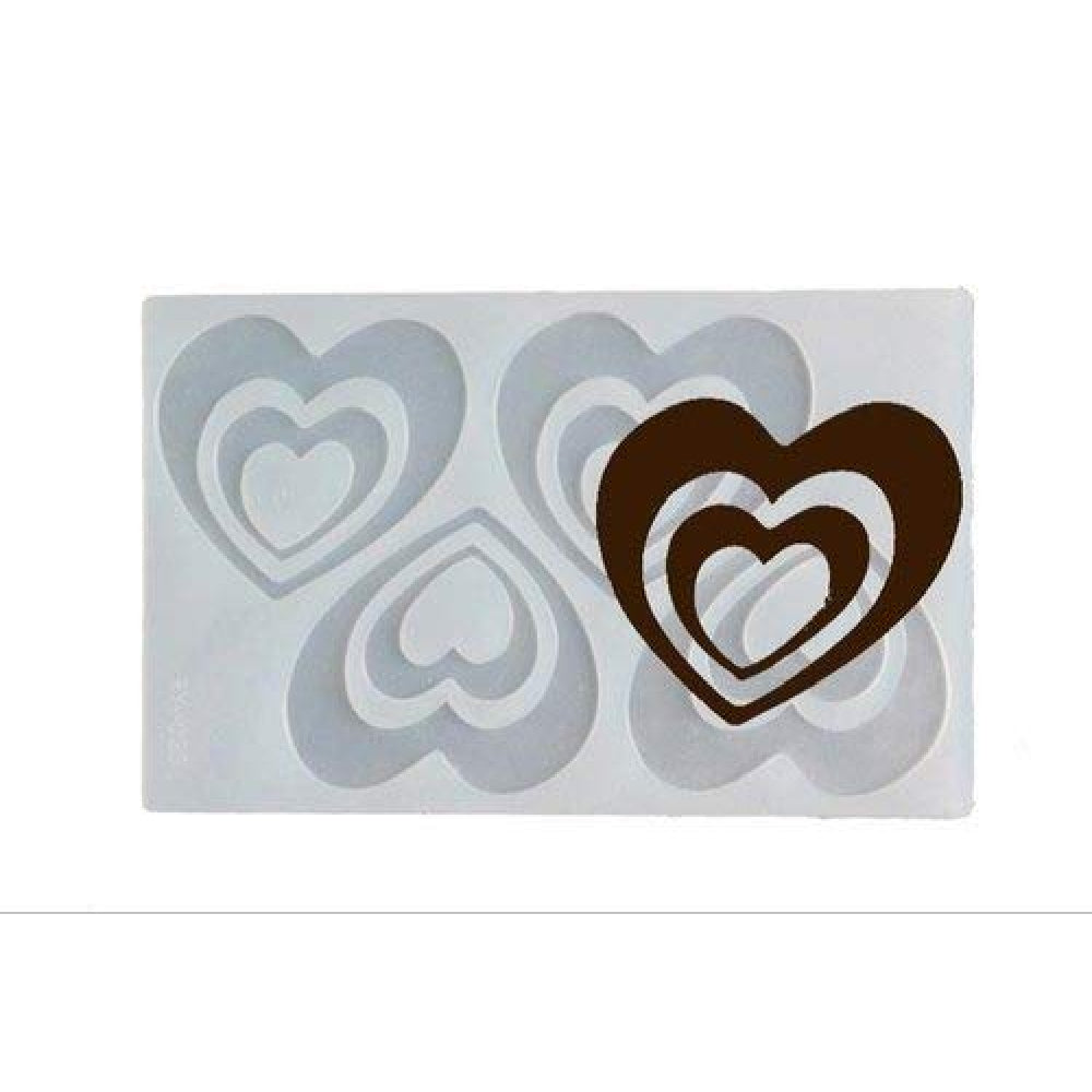 FineDecor Heart Shape Chocolate Garnishing Sheet For Chocolate And Cake Decoration (4 Cavity),FD 3357