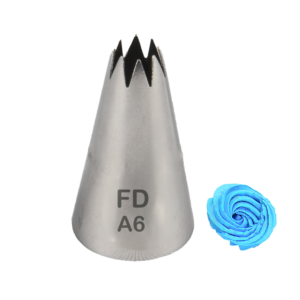 FineDecor Piping Tip, Stainless Steel Icing Piping Nozzle Tip, Cake Decorating Tools Cream Puff Decor Pastry Icing Piping Tool for Baker, 1psc (A6)