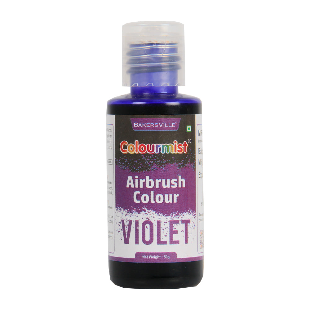 Colourmist Edible Concentrated Vibrant Airbrush Colour (VIOLET), 50g  | Airbrush Colour For Cakes, Choclate, Fondant, Icing and more | VIOLET, 50g