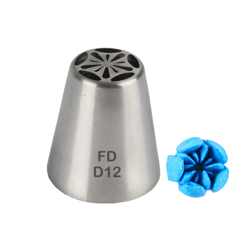 FineDecor Russian Piping Tip, Cake Decoration Nozzle Cream Icing Nozzle Tip Stainless Steel Nozzle Cream Puff Decor Pastry Icing Tool, 1psc (D12)