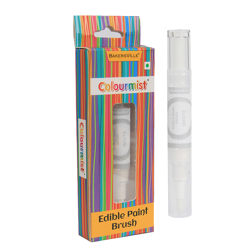 Colourmist Edible Paint Brush With Vibrant Colour Paint ( White ) | Food Colour Paint Brush For Dessert | 1pc
