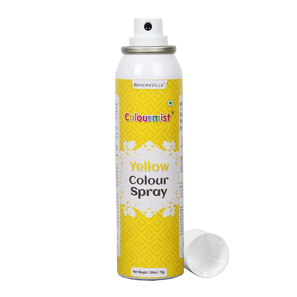 Colourmist Premium Colour Spray (Yellow), 100ml | Cake Decorating Spray Colour for Cakes, Cookies, Cupcakes Or Any Consumable For A Dazzling Effect