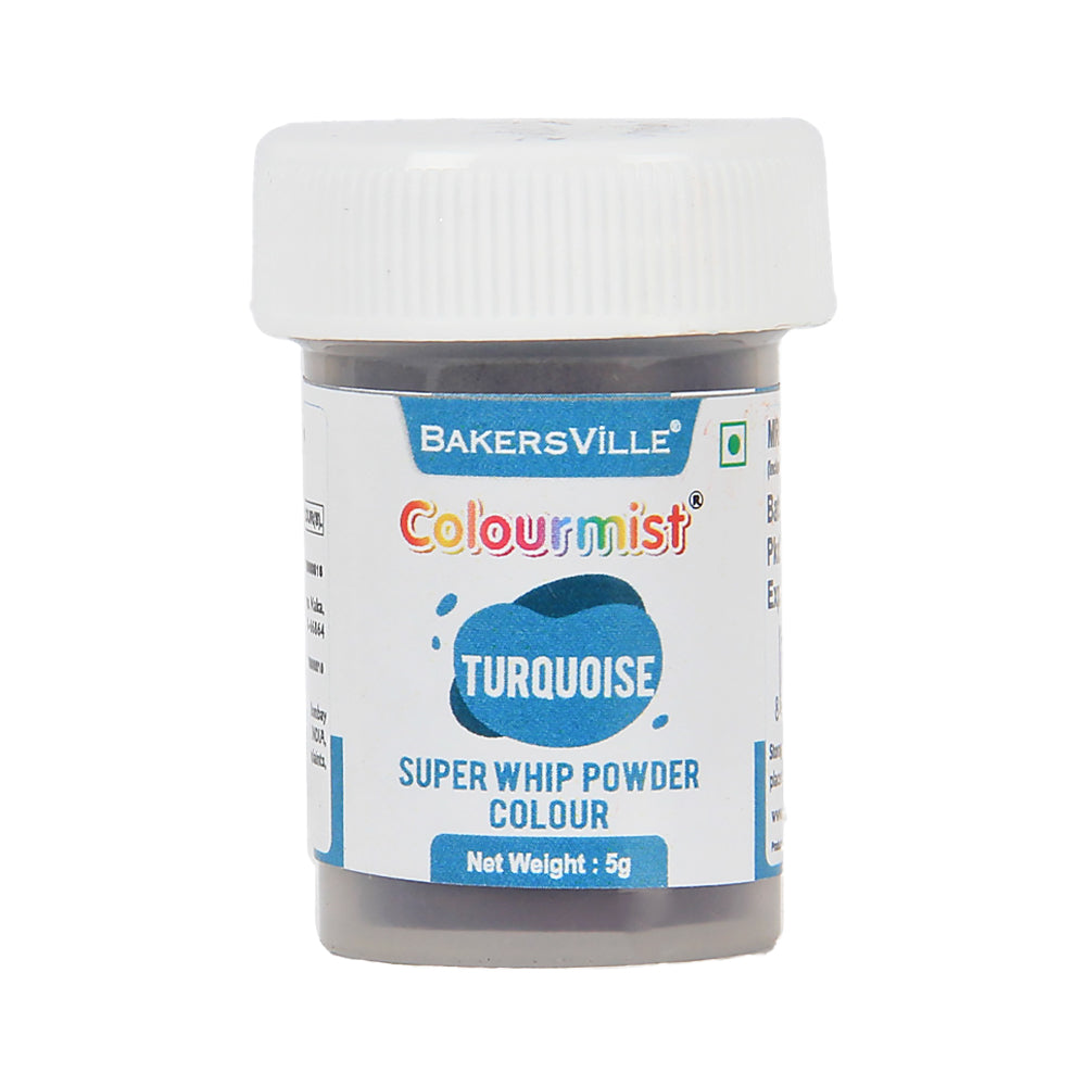 Colourmist Super Whip Edible Powder Colour, (Turquoise), 5g | Powder Colour For Cream / Icing / Fondant / Frosting / Dessert / Baking |