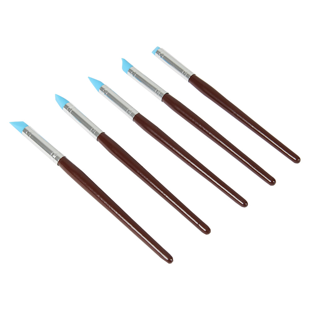 FineDecor Silicone Modeling Tool set (5 Pcs), Fondant / Gumpaste Tool  Rubber Tip Silicon Brushes Pottery Clay Pen Shaping Carving Tools - FD 3002