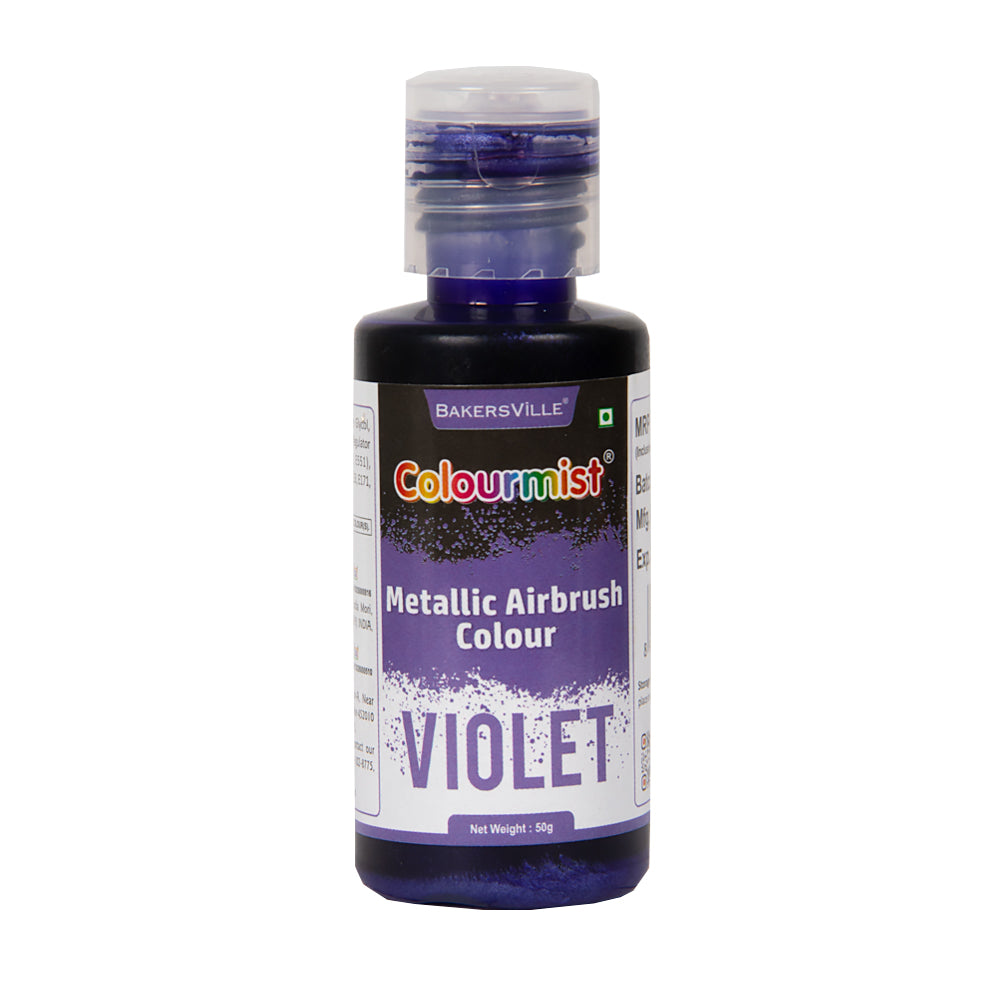 Colourmist Concentrated Vibrant Airbrush Metallic Food Colour (METALLIC VIOLET), 50g | Airbrush Colour For Cakes, Choclate, Fondant, Icing and more