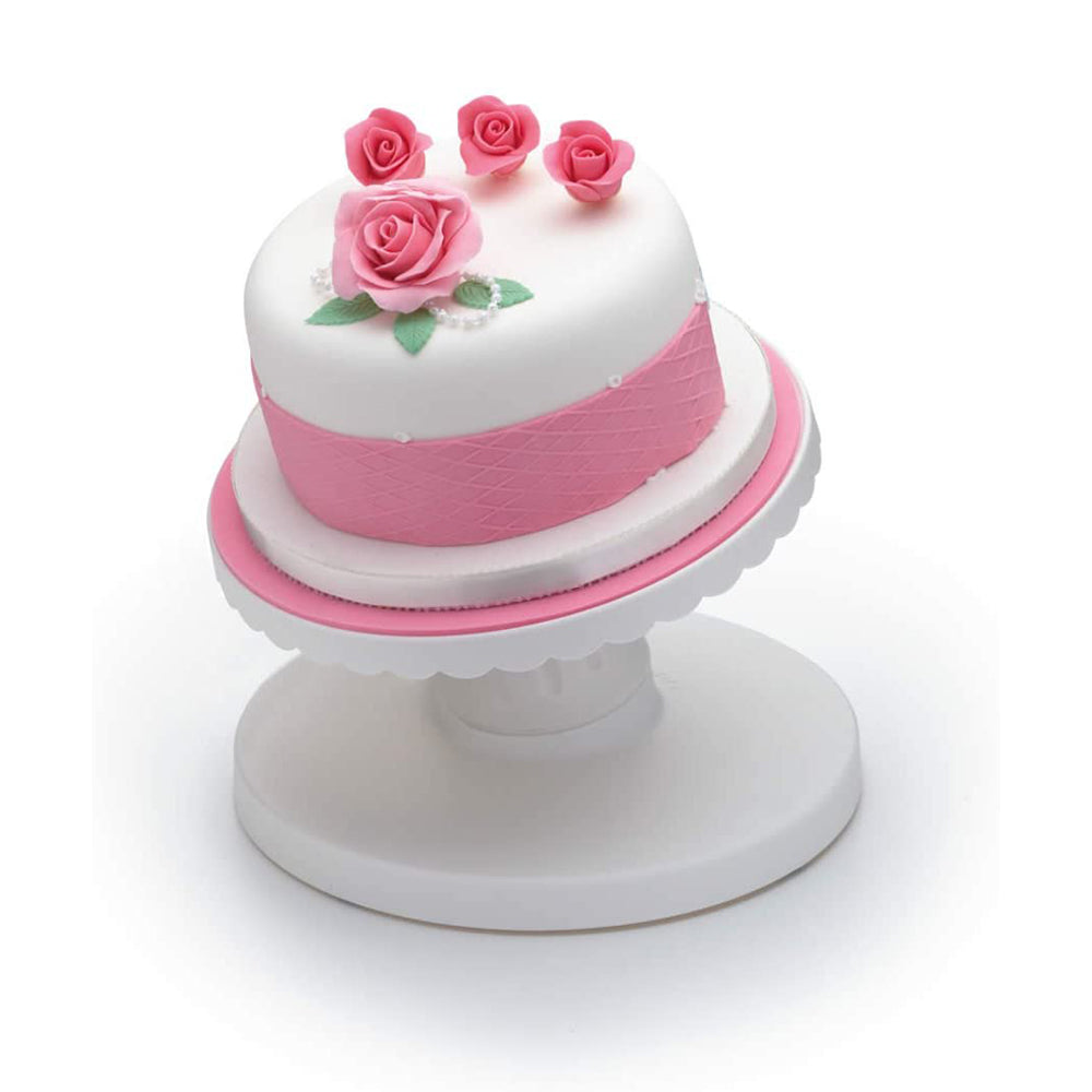 FineDecor Tilt-N-Turn Ultra Cake Turntable / Tilt And Turn Cake Decorating Stand (23 cm), PINK - FD 3343