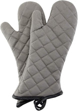 Load image into Gallery viewer, FineDecor Large Professional Cotton Oven Mitt with Quilted Lines, Heat Resistant, Flexible Oven Hand Gloves, Grey, 1 Pair, 32 cm* 15 cm (FD 3061)
