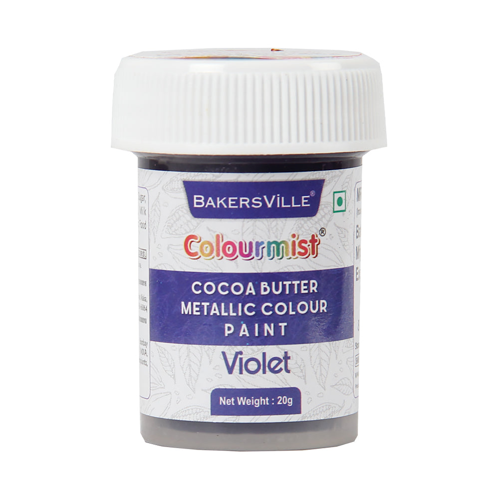 Colourmist Cocoa Butter Metallic Colour Paint (Metallic Violet), 20g | Color Paint For Chocolate, Icing, Airbrush, Gumpaste | Metallic Violet, 20g