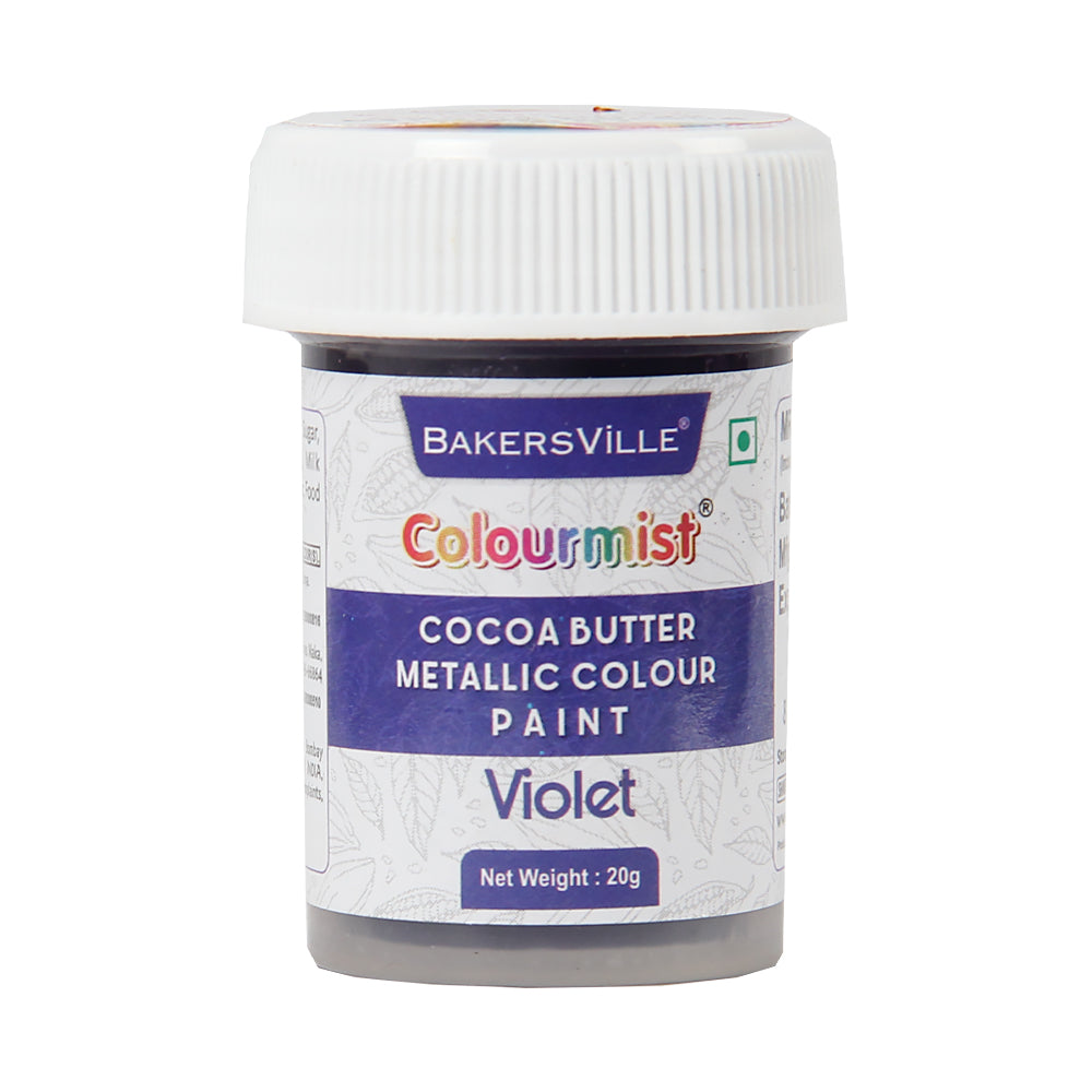Colourmist Cocoa Butter Metallic Colour Paint (Metallic Violet), 20g | Color Paint For Chocolate, Icing, Airbrush, Gumpaste | Metallic Violet, 20g
